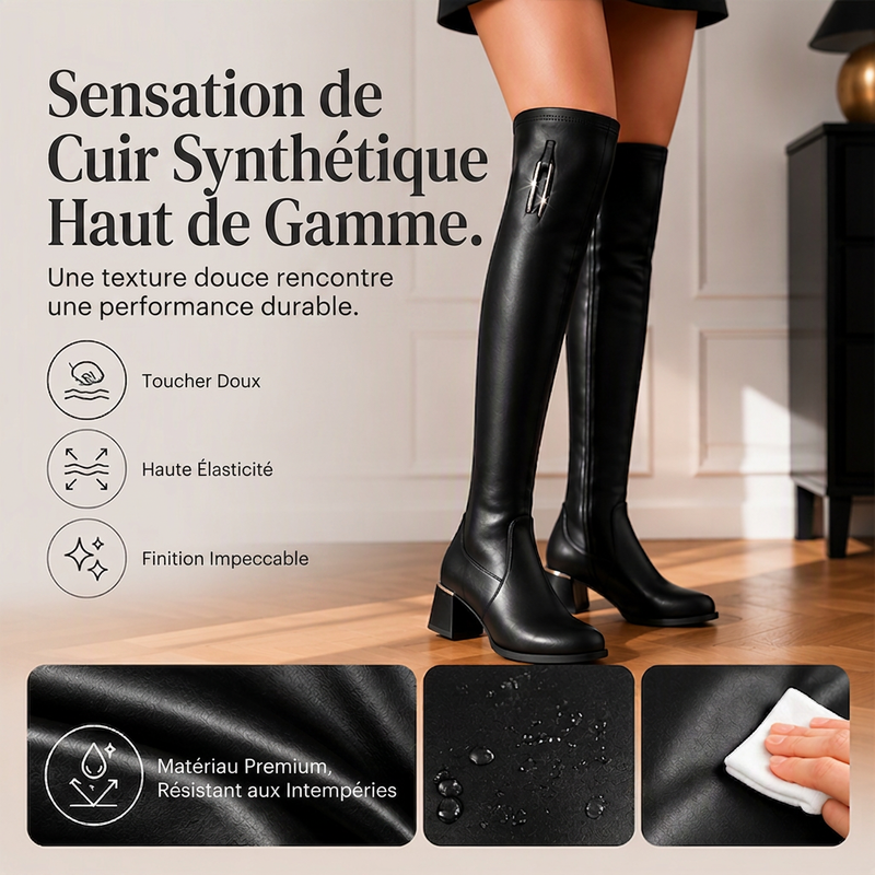 Bottes chaudes élastiques au-dessus du genou pour femmes