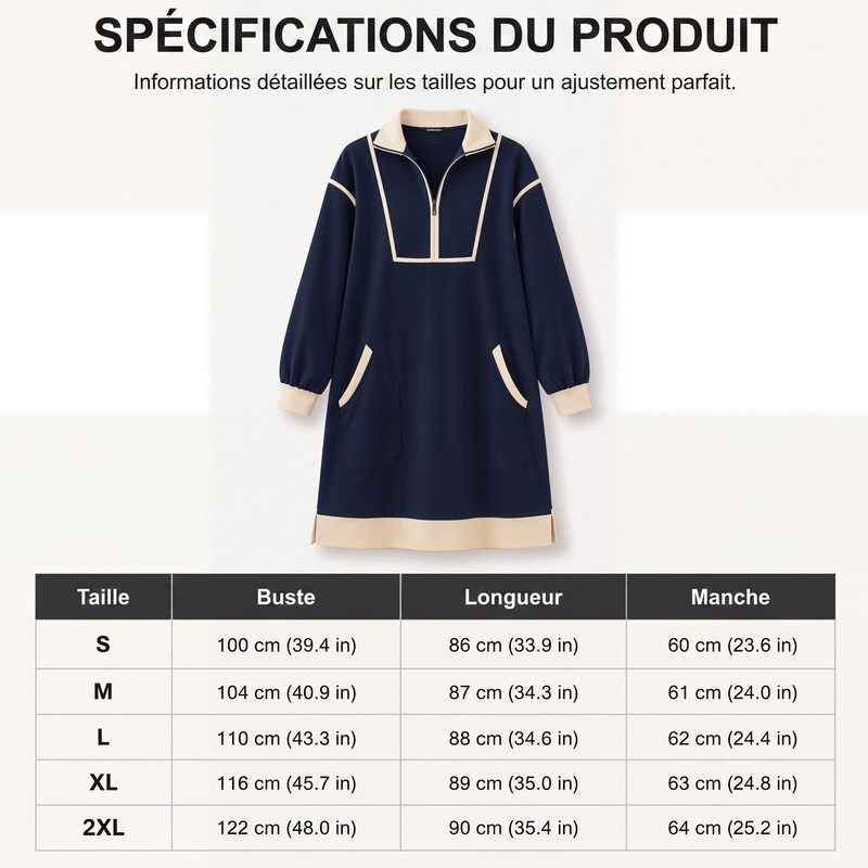 Robe sweat décontractée à demi-zip pour femme