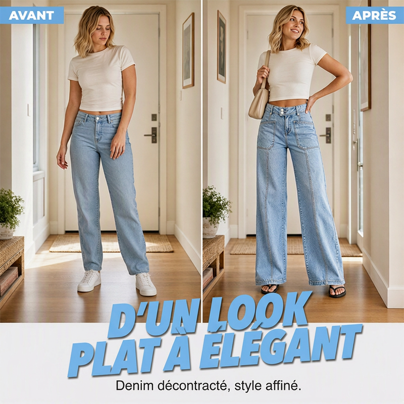 🌸 OFFRE LIMITÉE –50% ! ✨ Jean à jambes larges flatteur