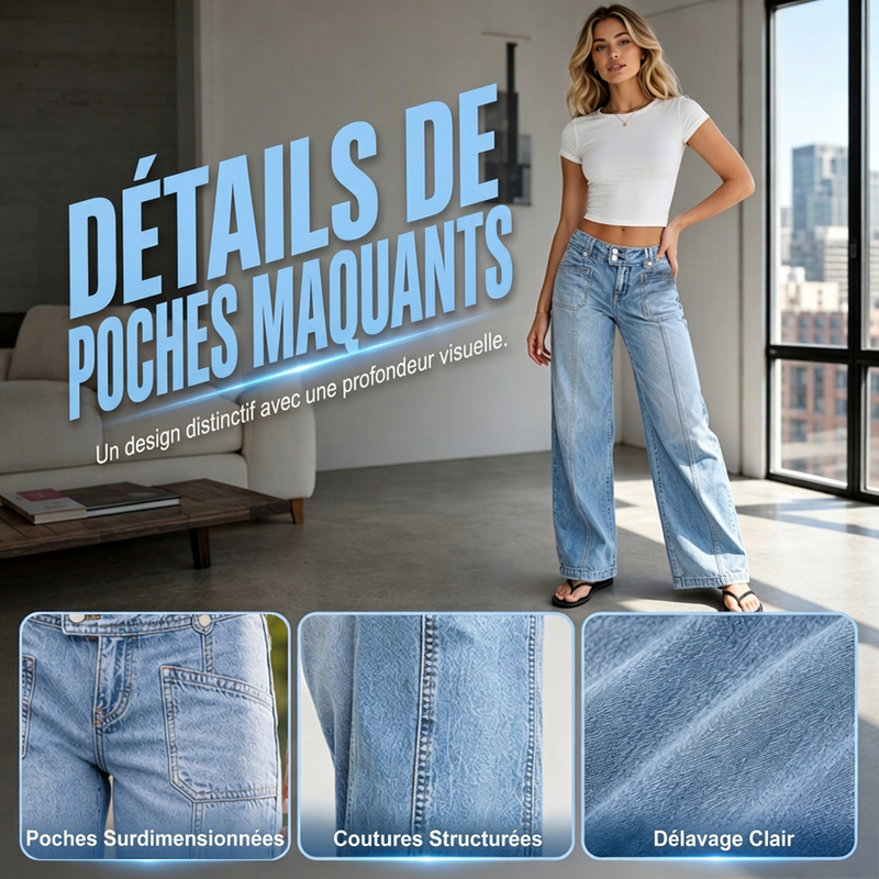 🌸 OFFRE LIMITÉE –50% ! ✨ Jean à jambes larges flatteur