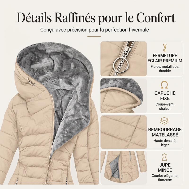 🌸 OFFRE LIMITÉE –50% ! ✨ Manteau à capuche isolé pour femme, hiver