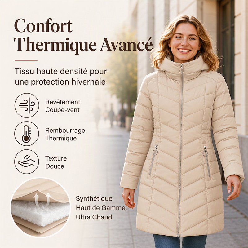 🌸 OFFRE LIMITÉE –50% ! ✨ Manteau à capuche isolé pour femme, hiver