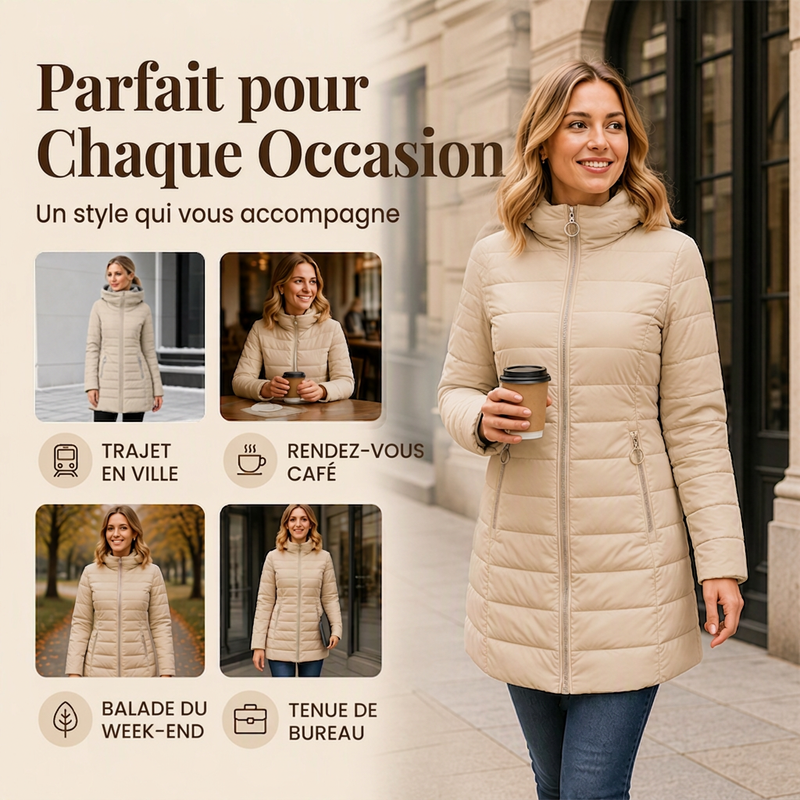 🌸 OFFRE LIMITÉE –50% ! ✨ Manteau à capuche isolé pour femme, hiver