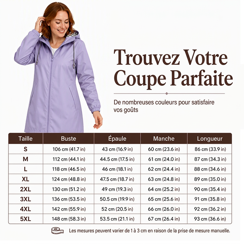 🌸 OFFRE LIMITÉE –50% ! ✨ Veste à capuche imperméable d'extérieur pour femme