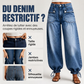 Jean ballon taille haute pour femme avec ourlets à cordon de serrage