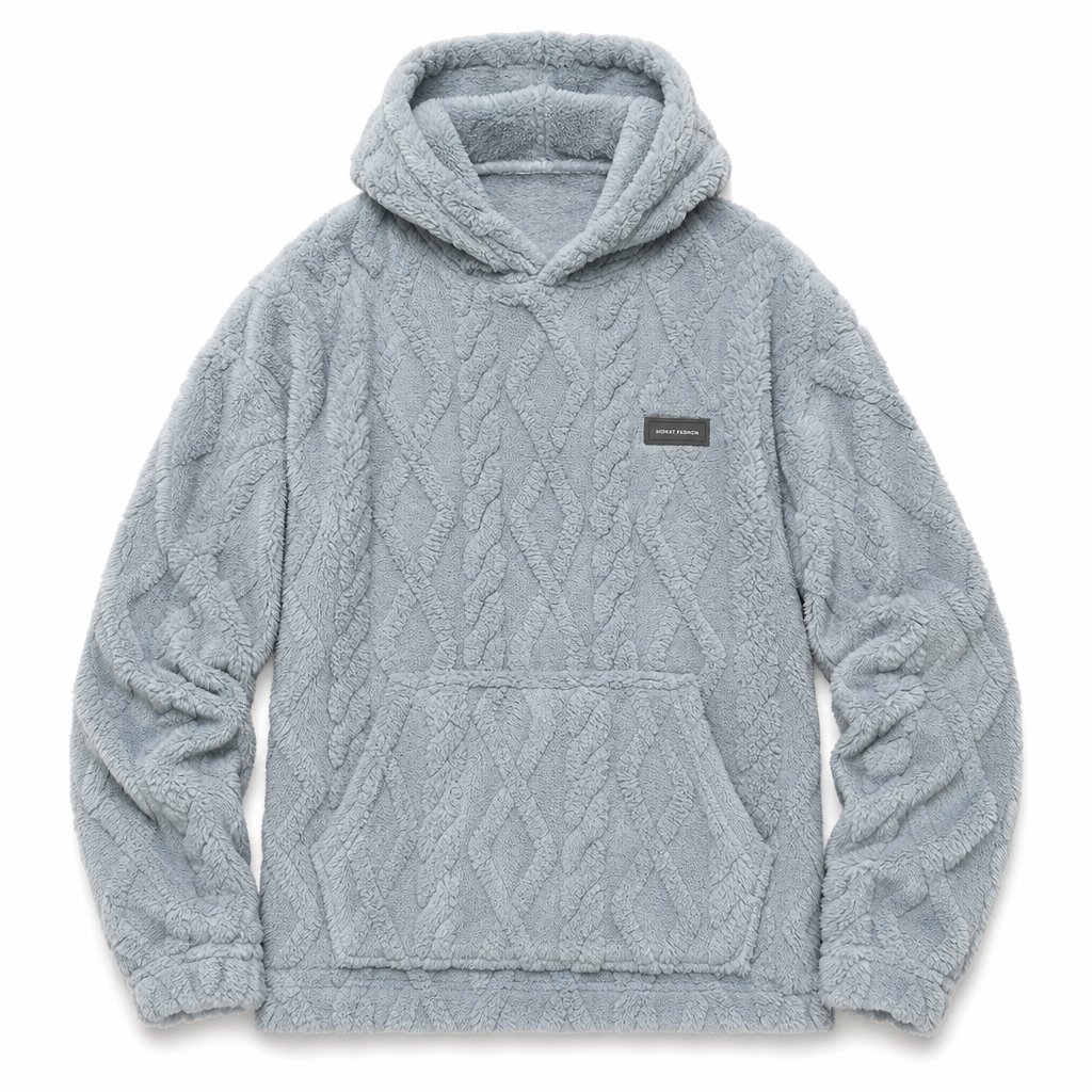 Sweat à capuche doublé polaire pour homme, motif jacquard, manches longues, style pull, pour tenues décontractées et activités en extérieur en hiver