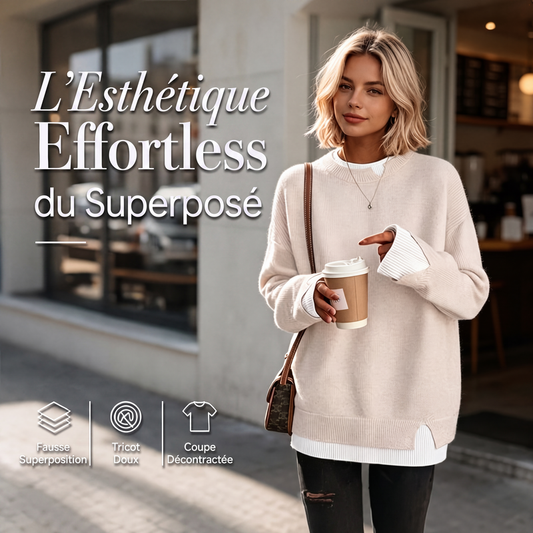 Pull en maille fausse deux pièces pour femme