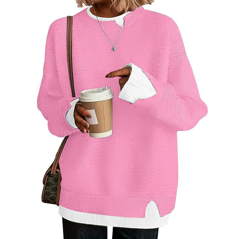 Pull en maille fausse deux pièces pour femme
