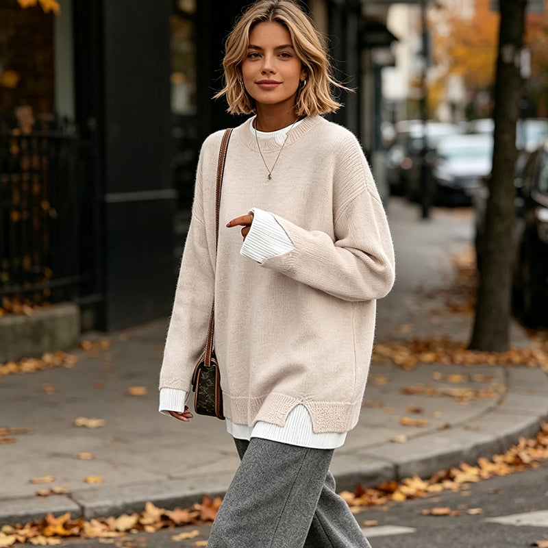 Pull en maille fausse deux pièces pour femme