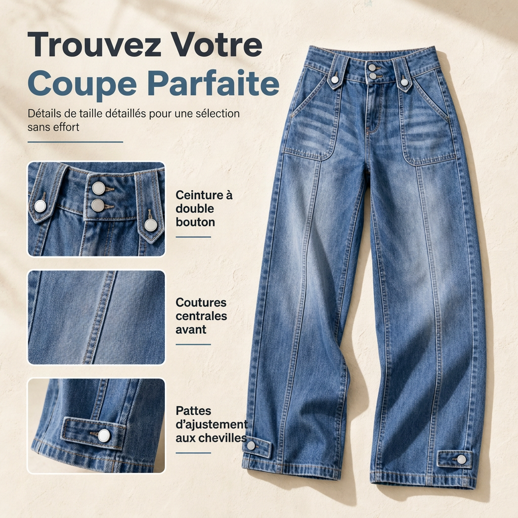 🔥 -50 % | 👖 Jean Large Rétro Femme – Taille Haute & Effet Jambes Allongées