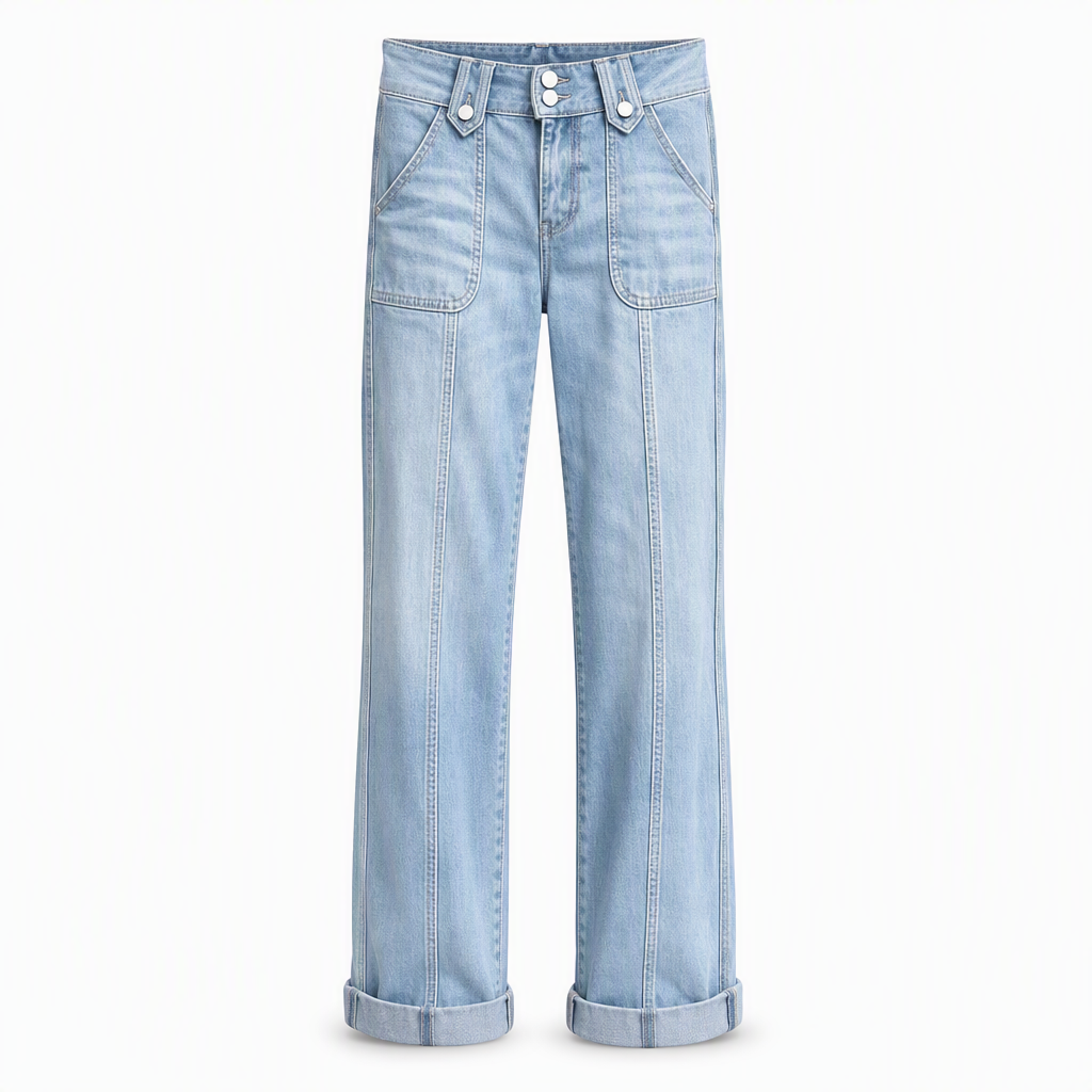 🔥 -50 % | 👖 Jean Large Rétro Femme – Taille Haute & Effet Jambes Allongées