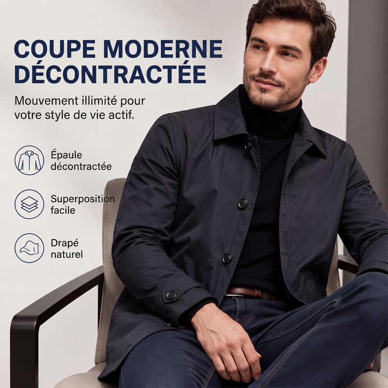 Trench imperméable mi-long pour homme