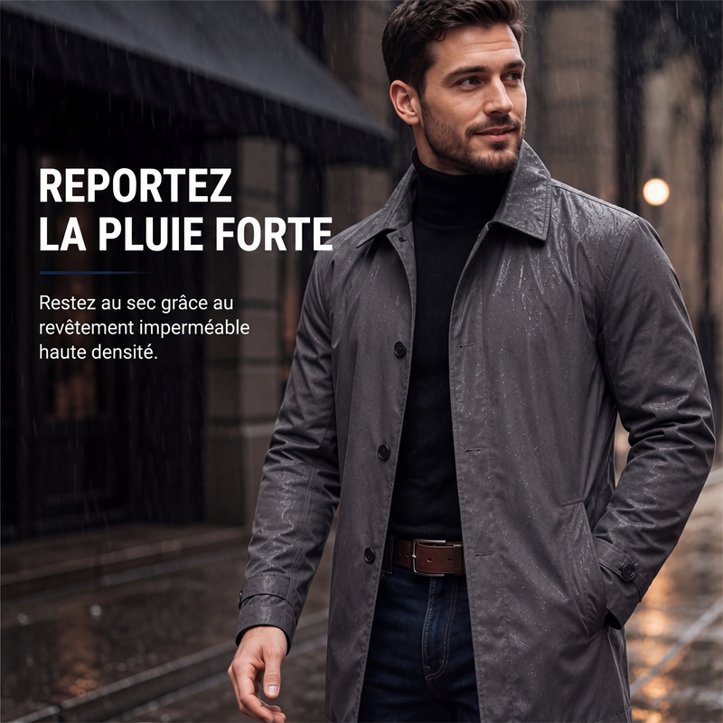 Trench imperméable mi-long pour homme