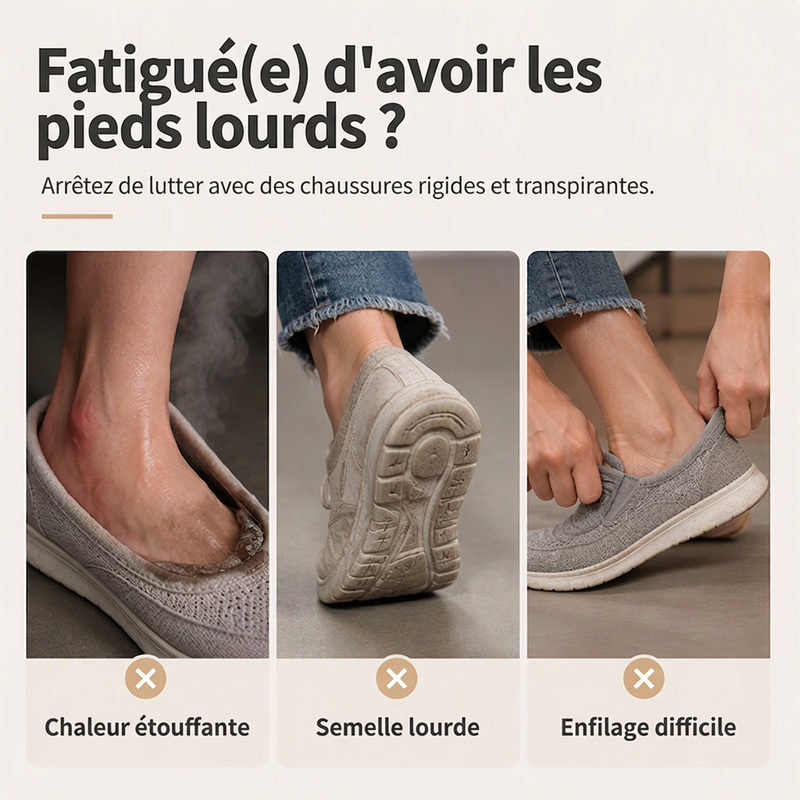 Chaussures plates à enfiler décontractées et respirantes pour femme