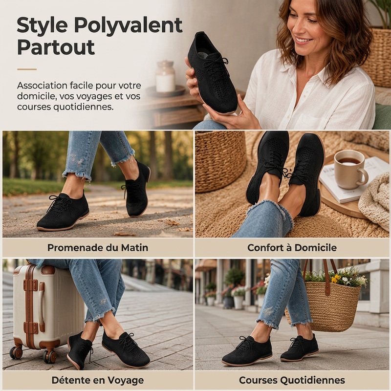 Chaussures plates à enfiler décontractées et respirantes pour femme