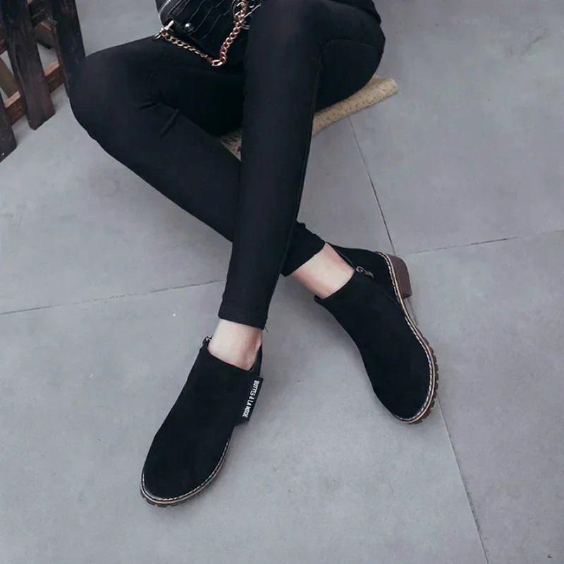 Bottines à talon bas pour femme avec fermeture éclair latérale