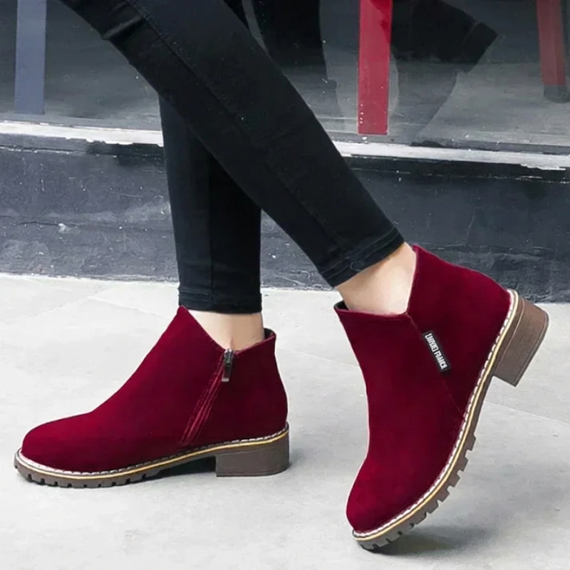 Bottines à talon bas pour femme avec fermeture éclair latérale