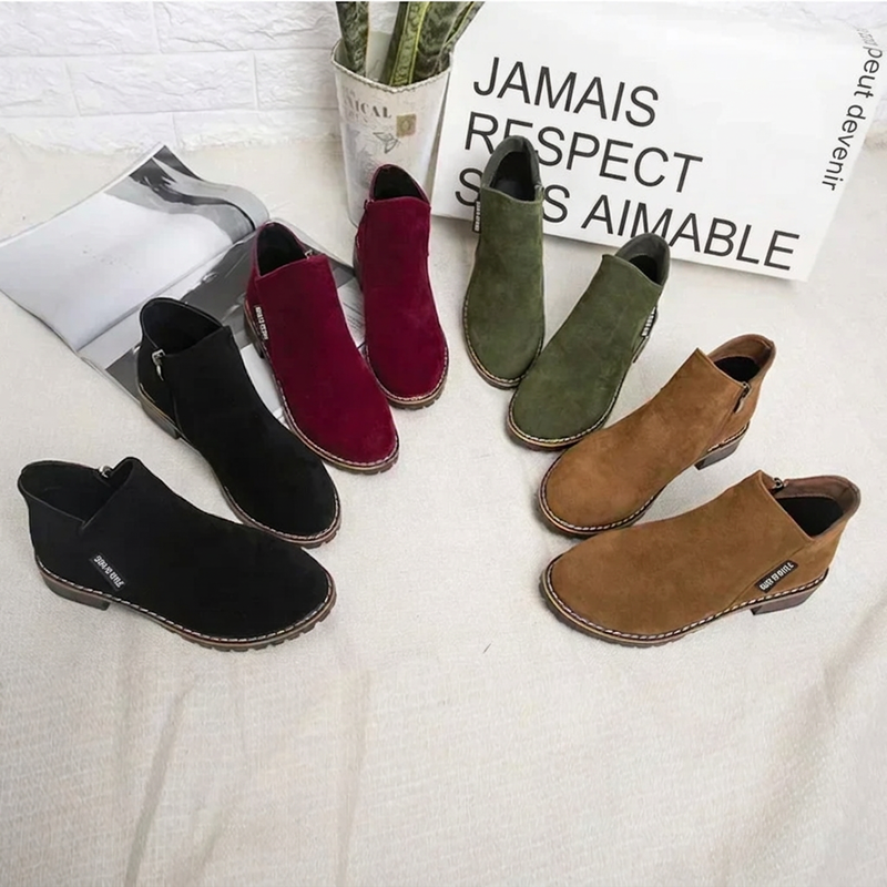 Bottines à talon bas pour femme avec fermeture éclair latérale