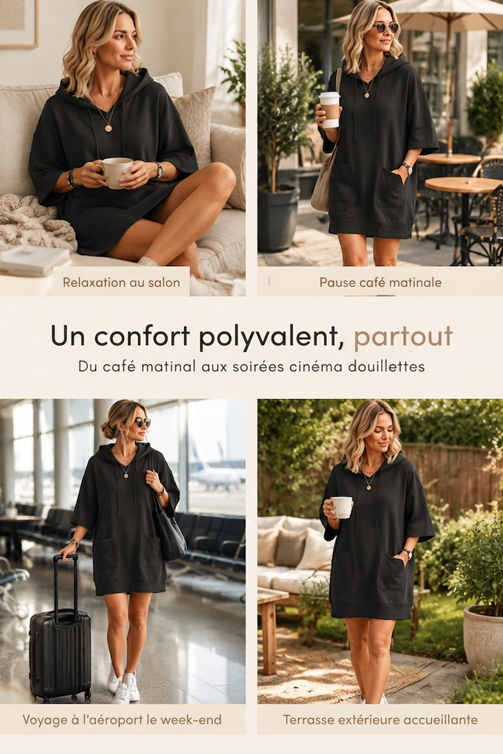 🌸 OFFRE LIMITÉE –50% ☁️ Sweat Oversize Femme – Coupe Boyfriend & Confort Décontracté