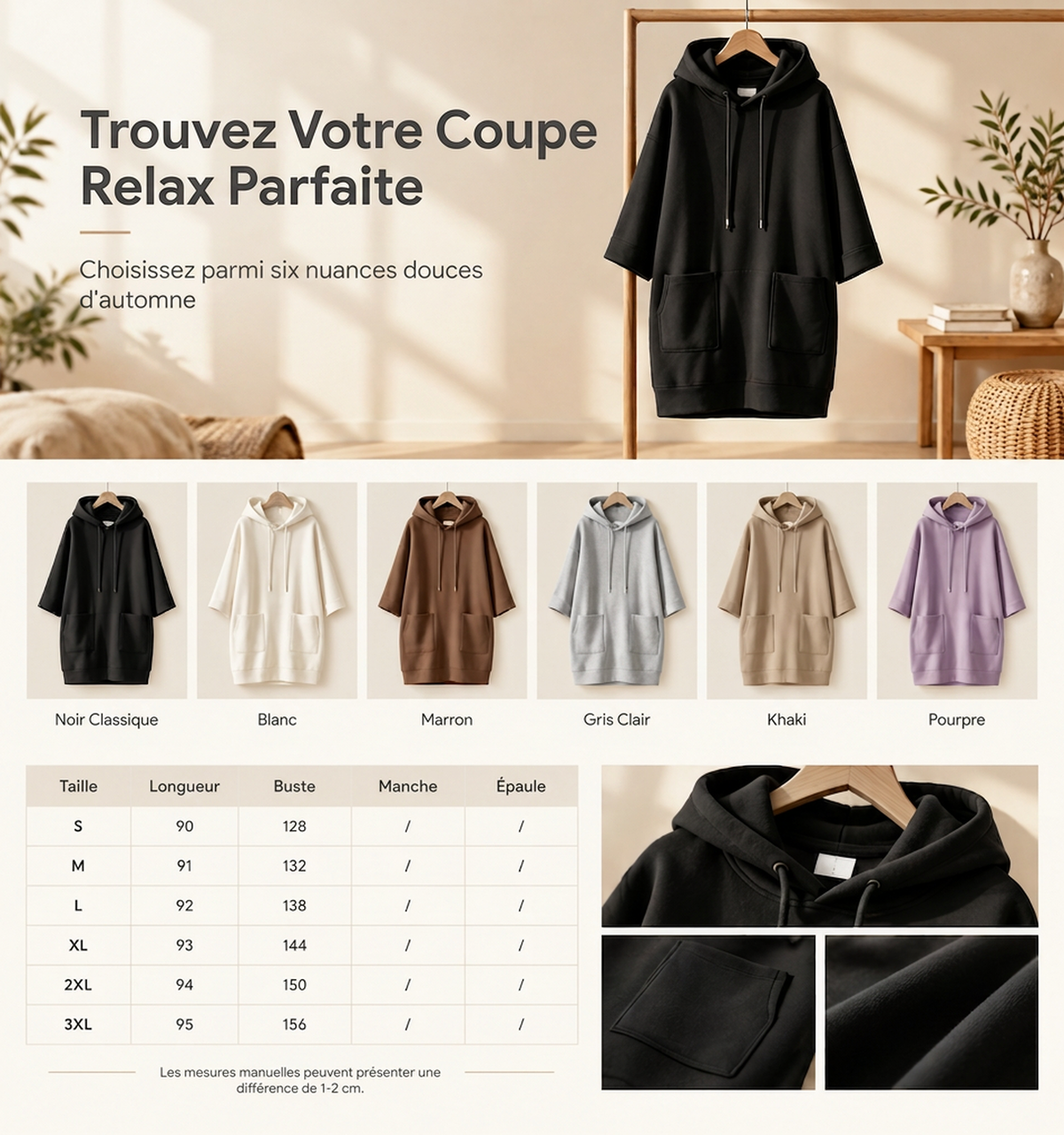 🌸 OFFRE LIMITÉE –50% ☁️ Sweat Oversize Femme – Coupe Boyfriend & Confort Décontracté
