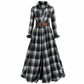 Robe vintage française à carreaux pour femmes grandes tailles, avec ourlet irrégulier et coupe amincissante