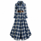 Robe vintage française à carreaux pour femmes grandes tailles, avec ourlet irrégulier et coupe amincissante