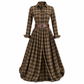 Robe vintage française à carreaux pour femmes grandes tailles, avec ourlet irrégulier et coupe amincissante
