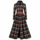 Robe vintage française à carreaux pour femmes grandes tailles, avec ourlet irrégulier et coupe amincissante