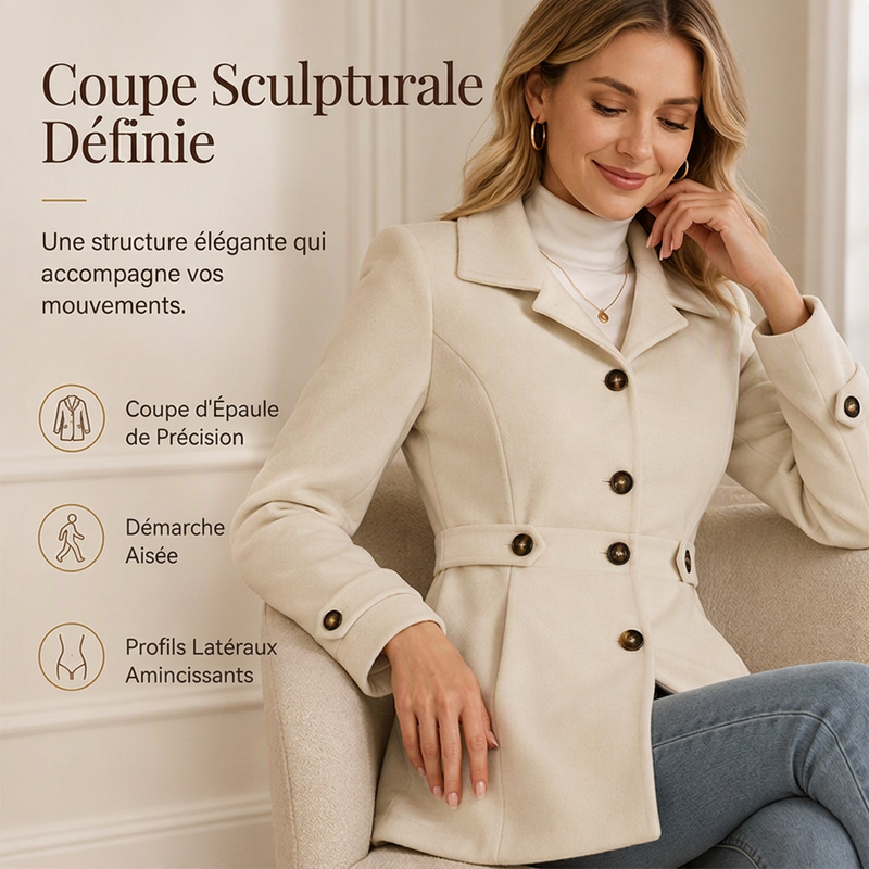 Manteau ajusté élégant à boutonnage simple pour femme