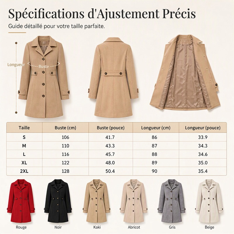 Manteau ajusté élégant à boutonnage simple pour femme