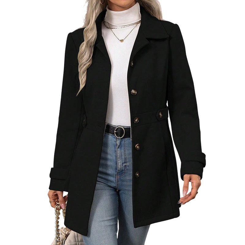 Manteau ajusté élégant à boutonnage simple pour femme