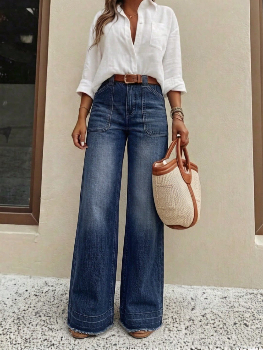 👖 50% DE RÉDUCTION 🌸 Jean droit stretch femme taille haute – Denim confortable & coupe flatteuse – Idéal pour un look casual ou chic au quotidien – bouge avec vous toute la journée ✨🌿