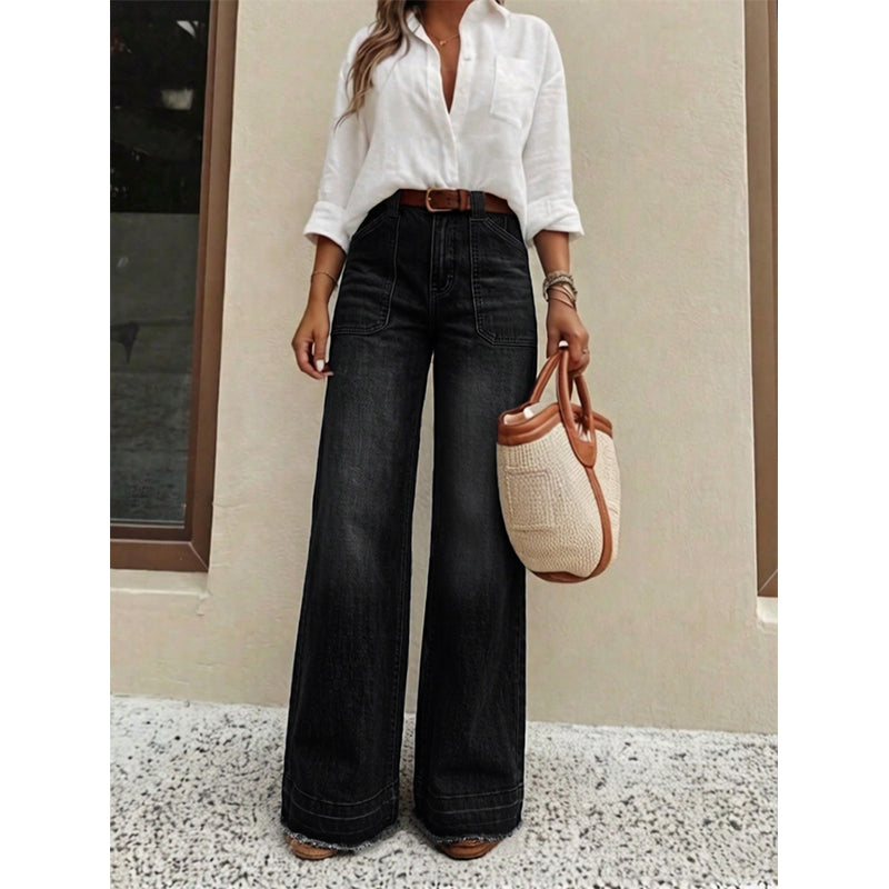 👖 50% DE RÉDUCTION 🌸 Jean droit stretch femme taille haute – Denim confortable & coupe flatteuse – Idéal pour un look casual ou chic au quotidien – bouge avec vous toute la journée ✨🌿
