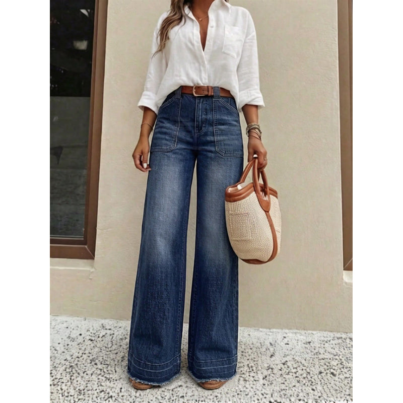 👖 50% DE RÉDUCTION 🌸 Jean droit stretch femme taille haute – Denim confortable & coupe flatteuse – Idéal pour un look casual ou chic au quotidien – bouge avec vous toute la journée ✨🌿