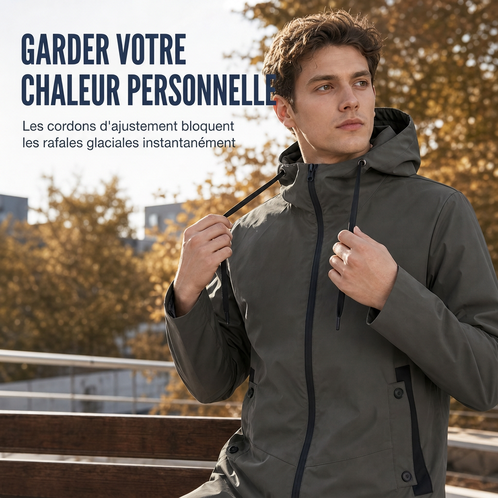 📢📢50 % DE RÉDUCTION !! ⏰ Coupe-vent ajusté à capuche pour homme