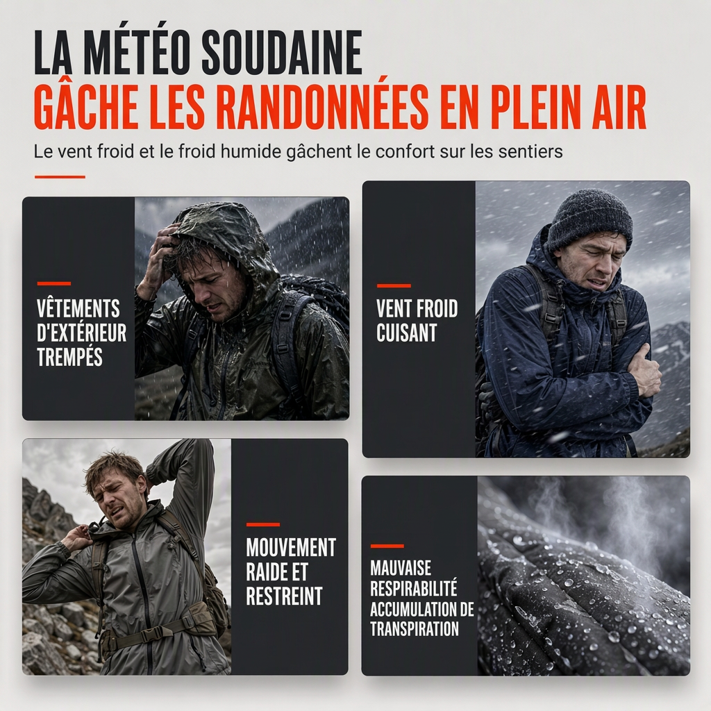 Coupe-vent outdoor pour homme avec capuche amovible