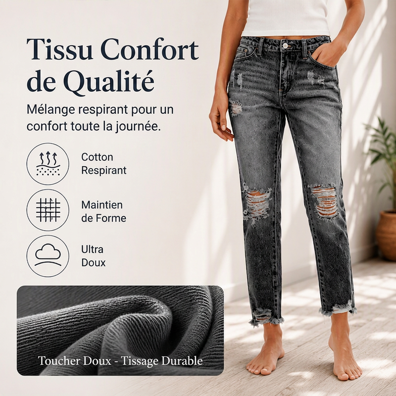 Jean déchiré rétro pour femme
