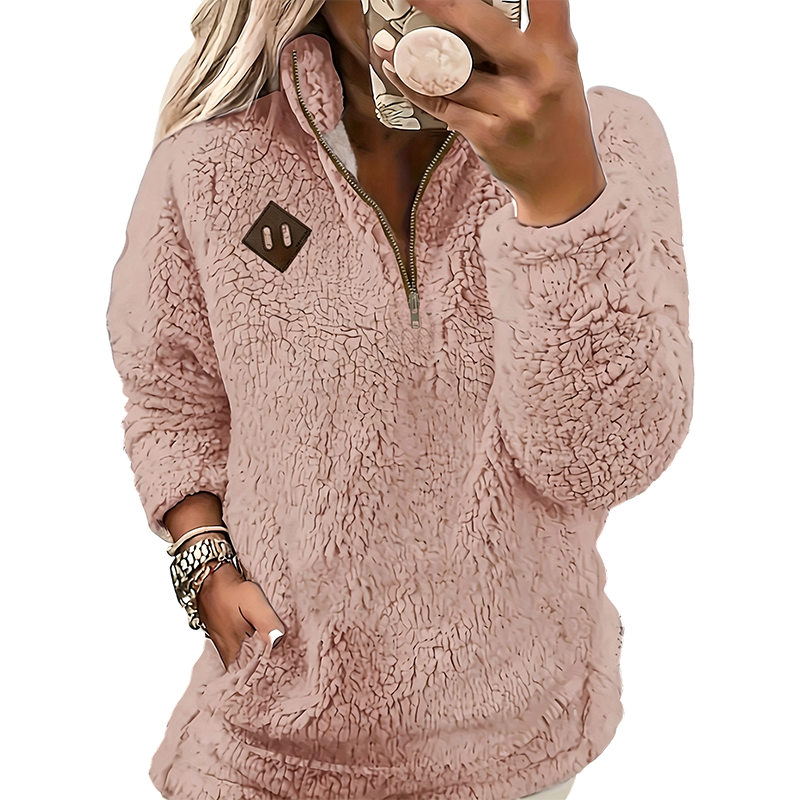 🔥 -50 % | ☁️ Sweat Demi-Zip Oversize Femme – Douceur, Chaleur & Confort