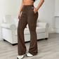 Pantalon cargo évasé à taille haute avec cordon de serrage pour femme