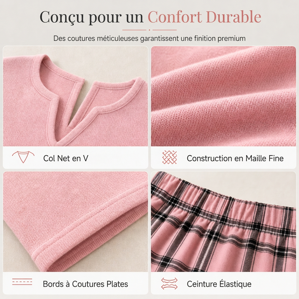 Ensemble haut en maille et legging à carreaux pour femme