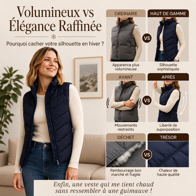 Gilet matelassé à col montant pour femme