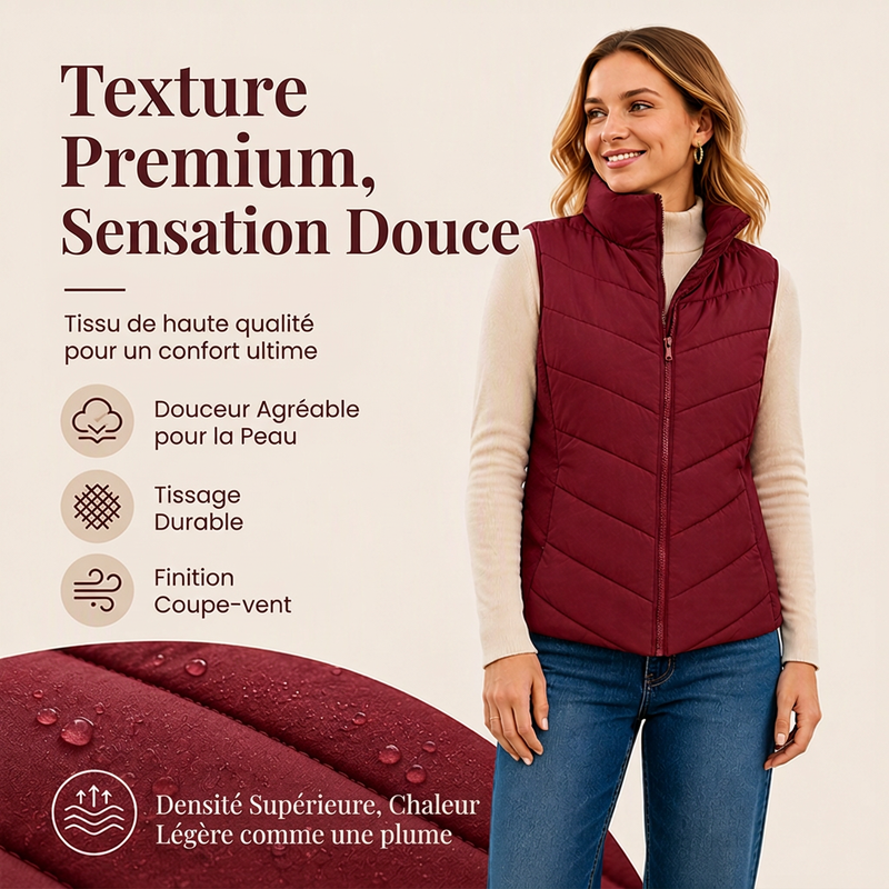Gilet matelassé à col montant pour femme