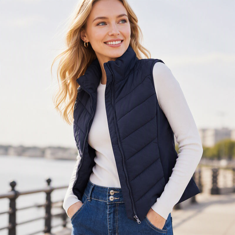 Gilet matelassé à col montant pour femme