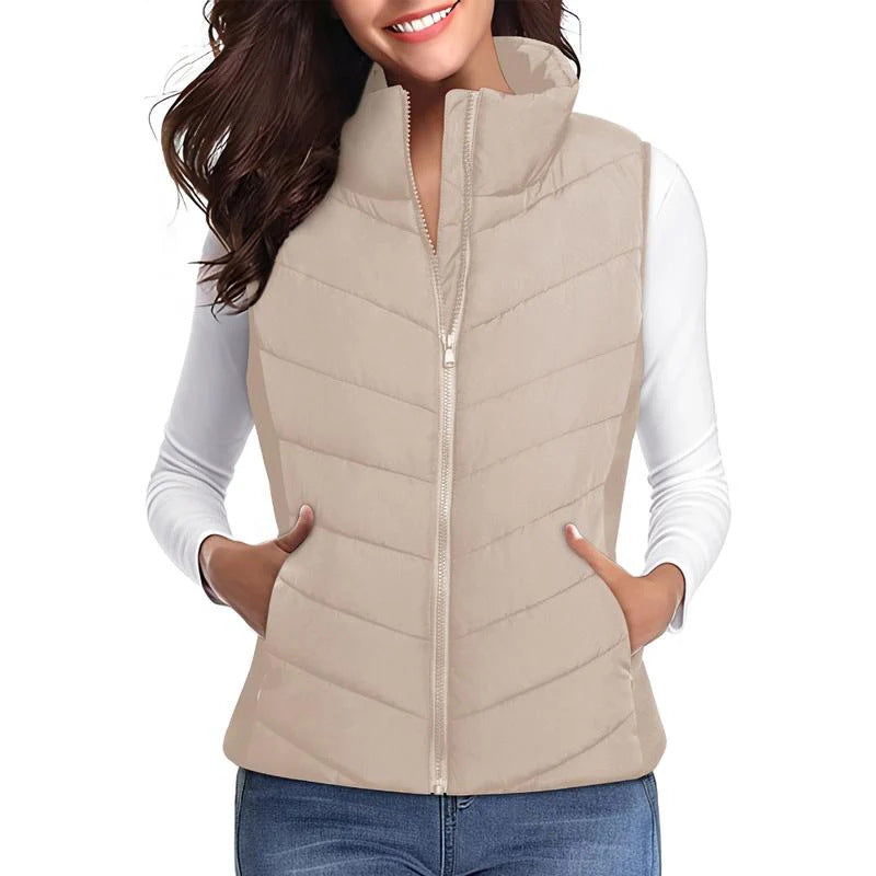 Gilet matelassé à col montant pour femme