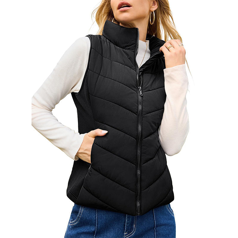 Gilet matelassé à col montant pour femme