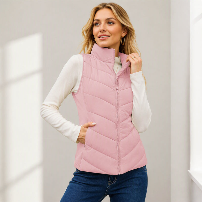 Gilet matelassé à col montant pour femme