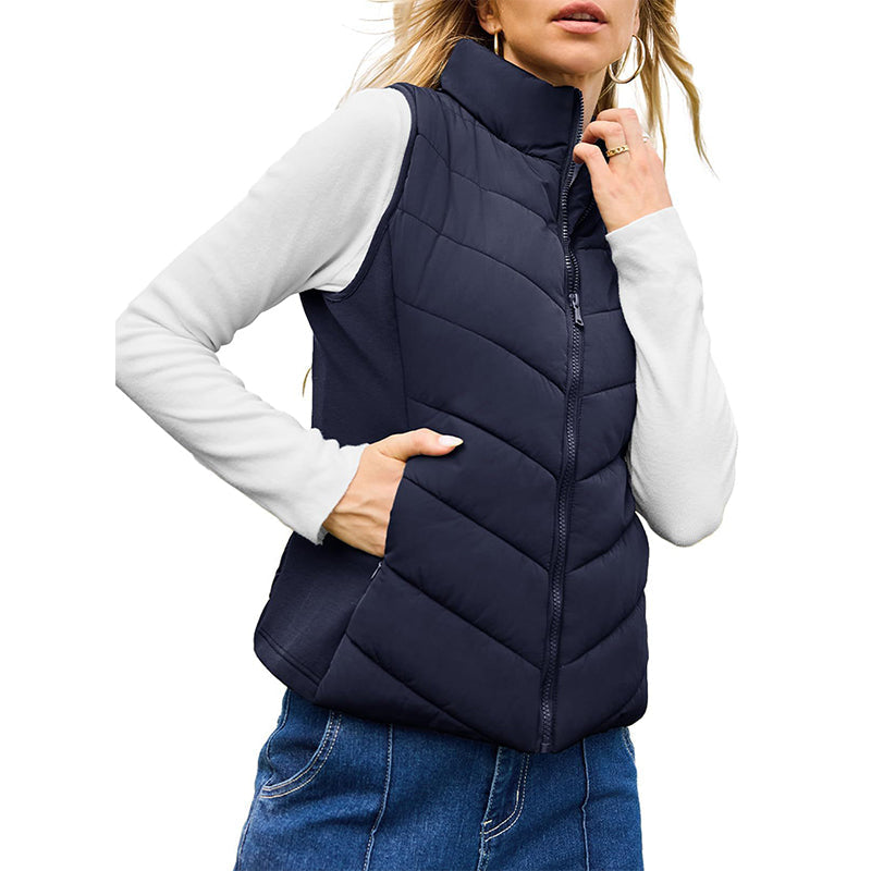 Gilet matelassé à col montant pour femme