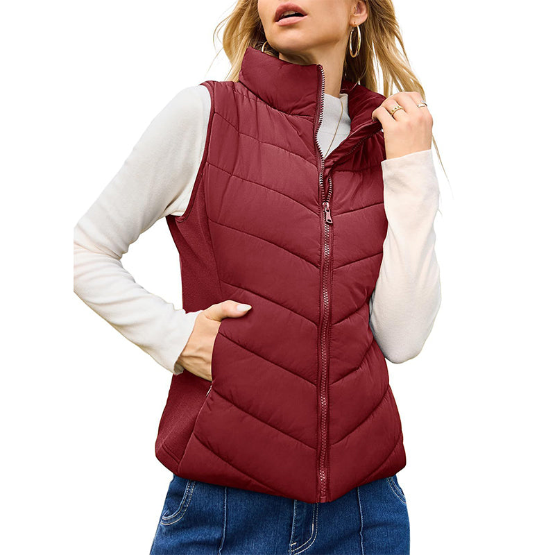 Gilet matelassé à col montant pour femme