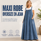 Robe longue oversize en jean décontractée à bretelles pour femme