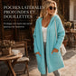 Cardigan long en maille à capuche pour femme
